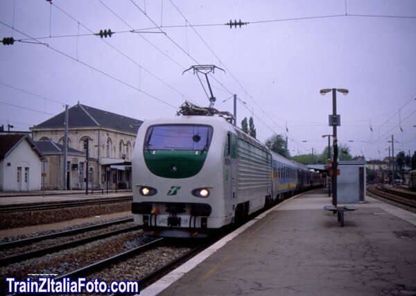 E402B.139 in prova sotto tensione 25 kV a Dole,Francia_maggio_1999